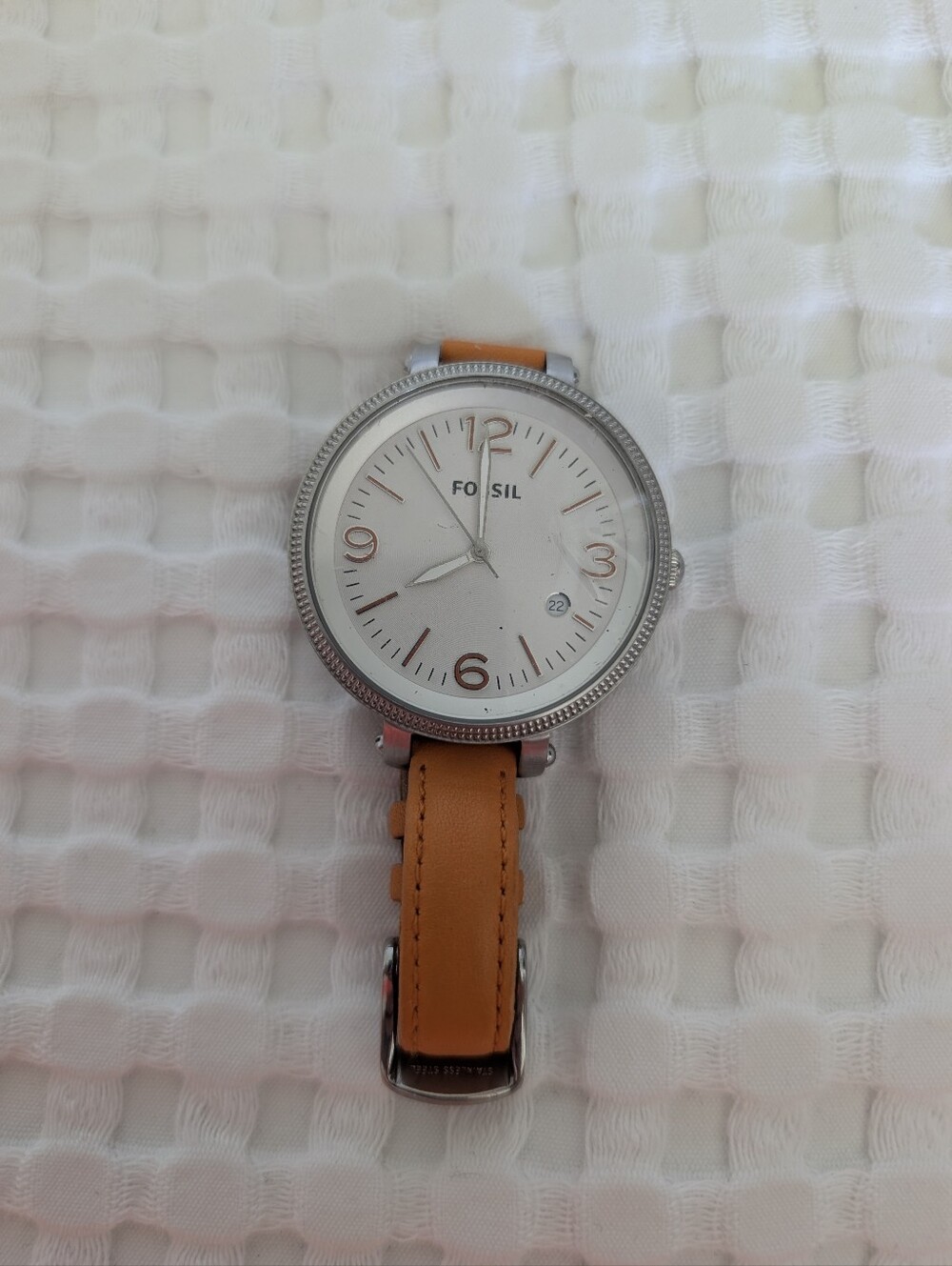 Fossil Watch Orange Leather Strap